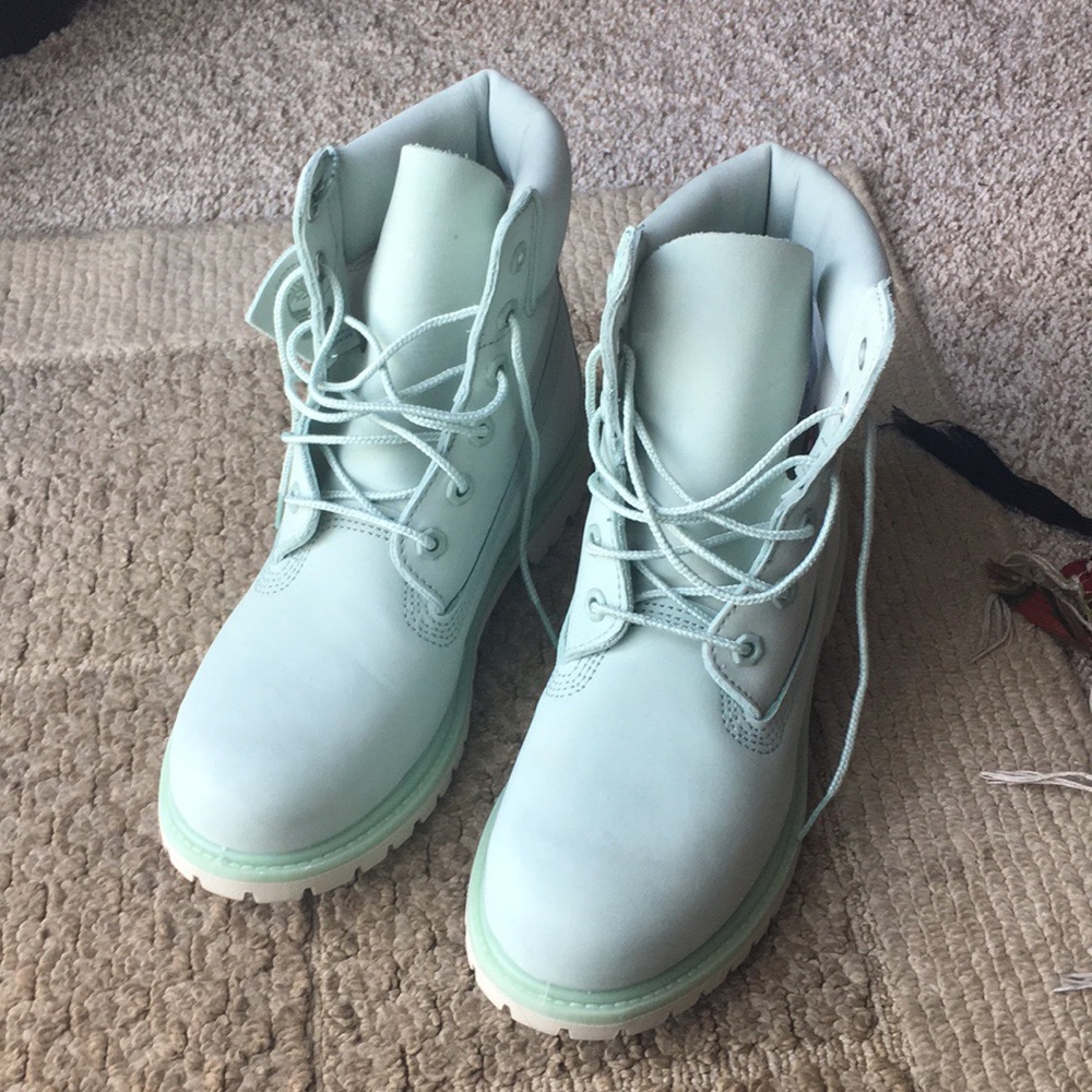 Brand new mint green timberland boots!